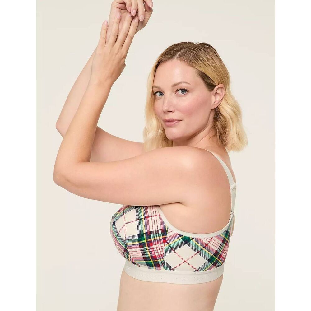 Cacique Plaid Christmas Lightly Lined No-Wire Bra Sz. 38H - Picture 3 of 11